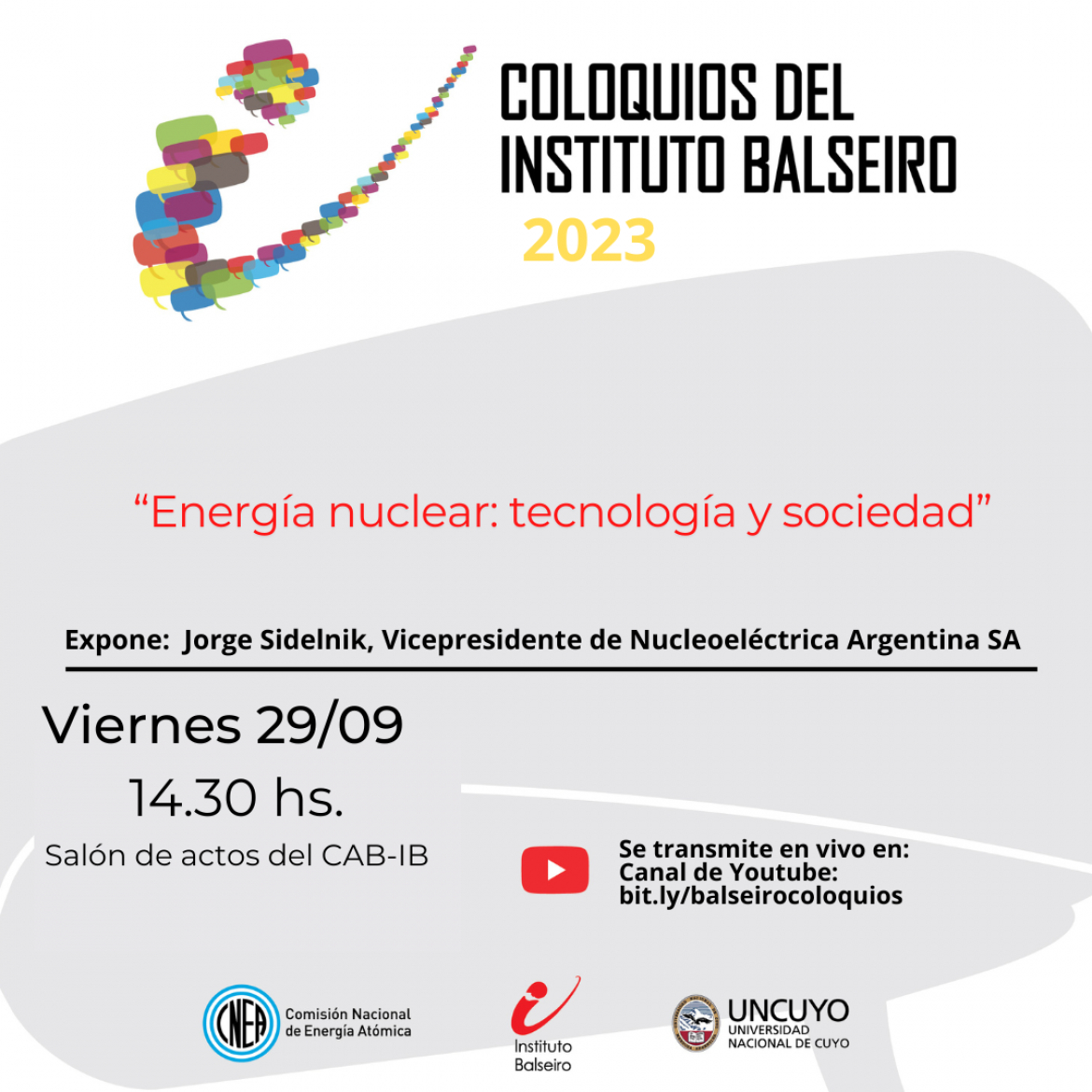 COLOQUIO DEL 29/09: Energía nuclear: tecnología y sociedad